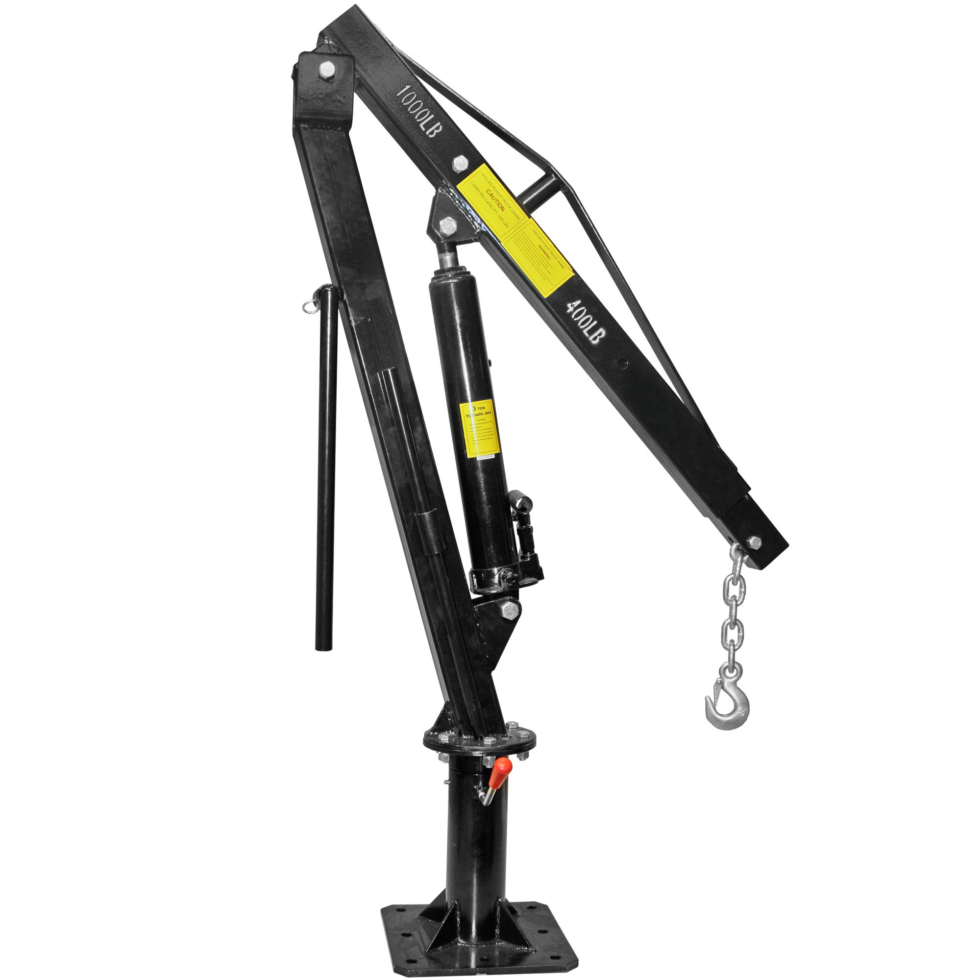 Elevate Outdoor Pickup Truck Bed Hoist Jib Crane — 1,000-Lb. Capacity, 360Â° Swivel Base, Manual Hydraulic Jack, Model# S-CRANE-1000